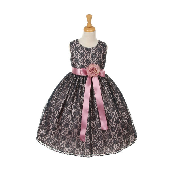 Cinderella Couture Big Girls Navy Satin Multi Color Sashes Dress 8-14 - SophiasStyle.com